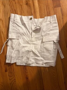 White Cargo Mini Skirt - Women's Shorts LARGE